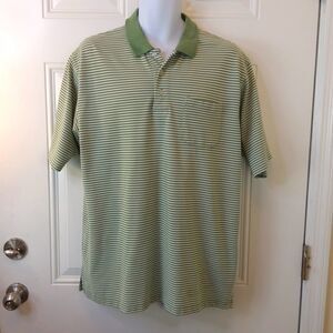 WindHam Pointe sage and white short sleeve striped polo shirt